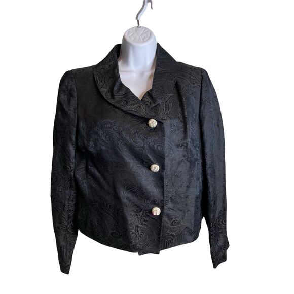 Cynthia Howie Women’s Two Piece Black Linen Blend Skirt‎ Suit Size 8P Career - Picture 2 of 16